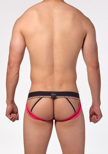 Neon-Line Hip-Strap Jock,ブラック, small image number 2