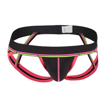 Neon-Line Hip-Strap Jock,ブラック, small image number 0