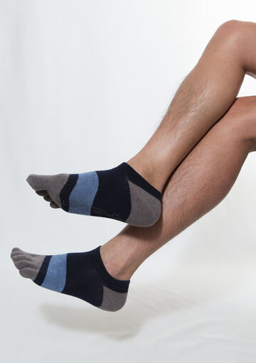 Wide line finger socks,navy, small image number 2