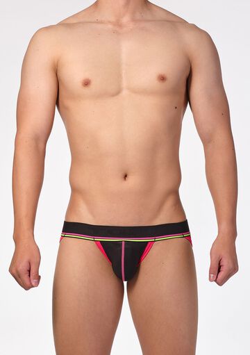 Neon-Line Hip-Strap Jock,ブラック, small image number 1