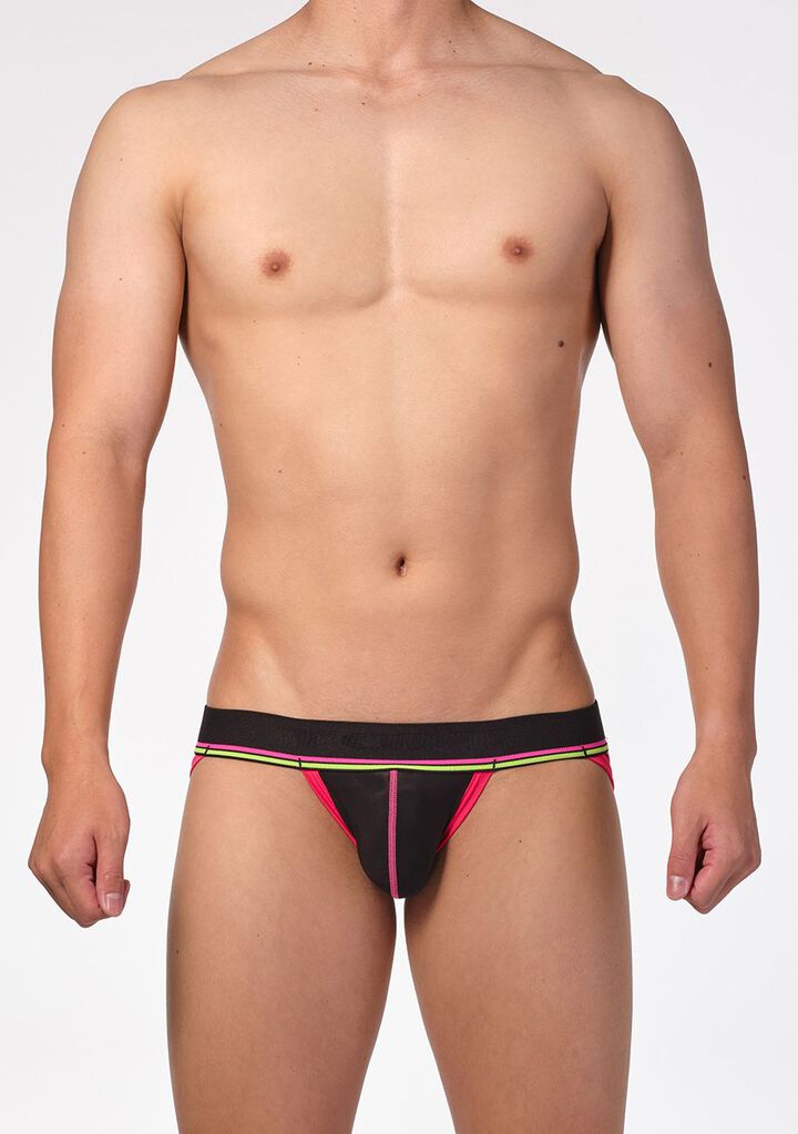 Neon-Line Hip-Strap Jock,ブラック, medium image number 1