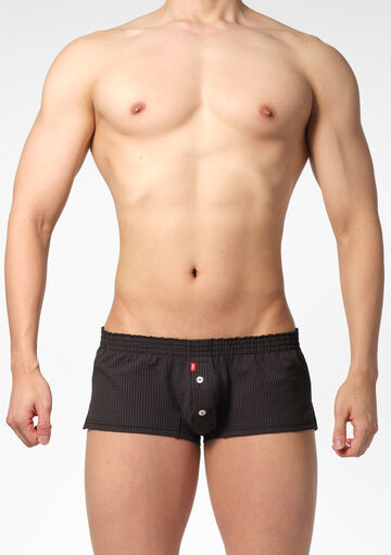 Gingham Seersucker Fit Trunks,darkgray, small image number 1